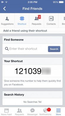 Facebook shortcuts