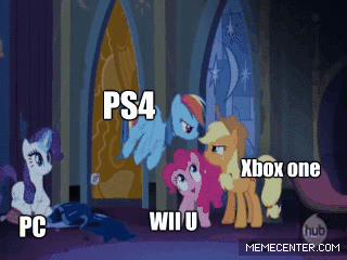 PS4vsXbox+one.+PS4+Rainbowdash+XBOXONE+applejack+WillU+Pinkie+pie+PC+Rarity_1ee205_4970035