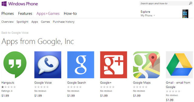 windowsphone-google apps
