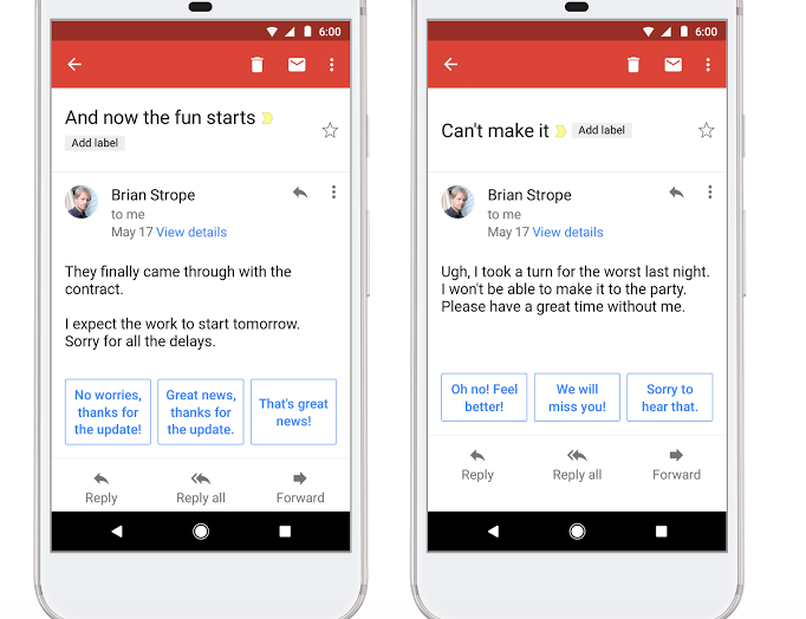Gmail agrega respuestas inteligentes en iOS y Android #IO17